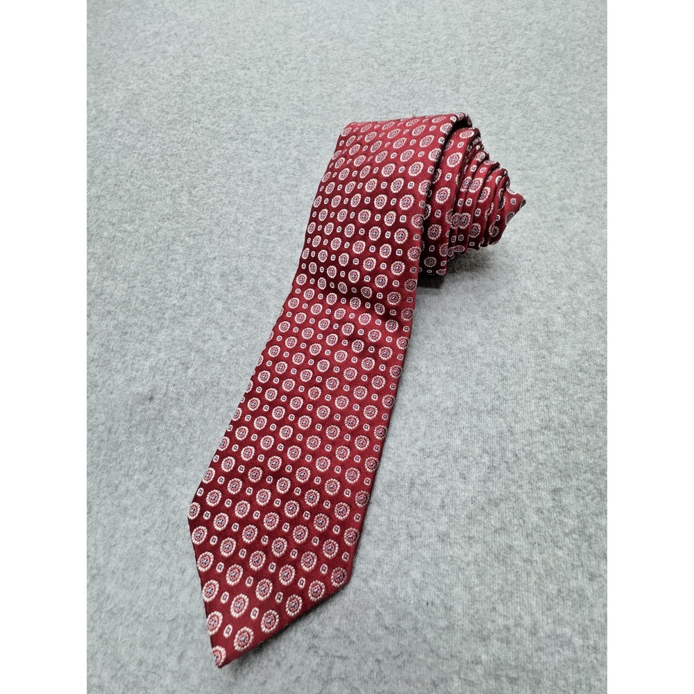 Brooks Brothers Tie Mens Red Geometric Silk Woven Necktie Classic Formal